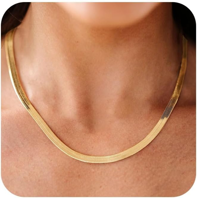 CHESKY Gold Necklace for Women-14K Plated sterling silver Snake Chain Necklace Dainty Simple Chun... | Amazon (US)