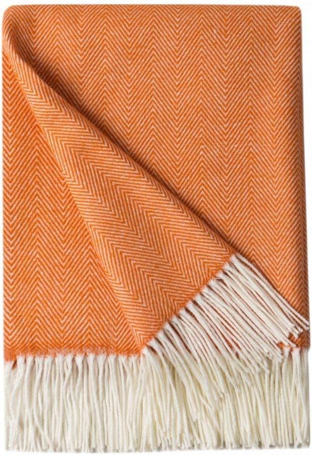 BOURINA Decorative Herringbone Faux Cashmere Fringe Throw Blanket Lightweight Soft Cozy for Bed o... | Amazon (US)