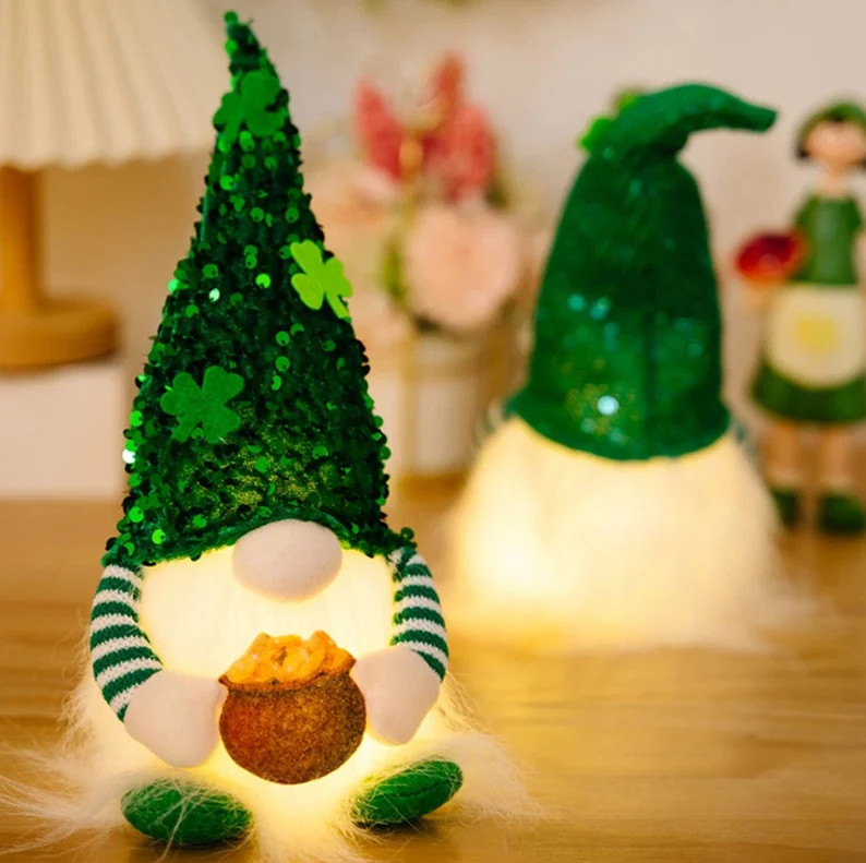 St Patrick's Day Gnome Led Light Up Irish Gnomes Luminous Saint Patrick Green Clover Faceless Dol... | Etsy (US)