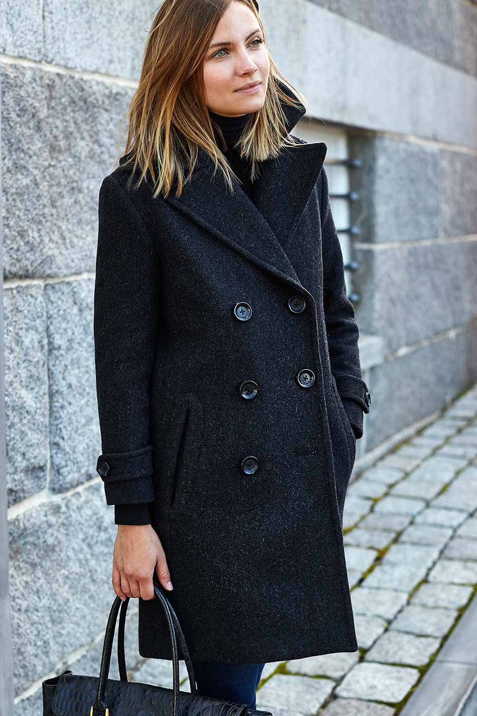 Emerson Peacoat - Charcoal Wool | Emerson Fry