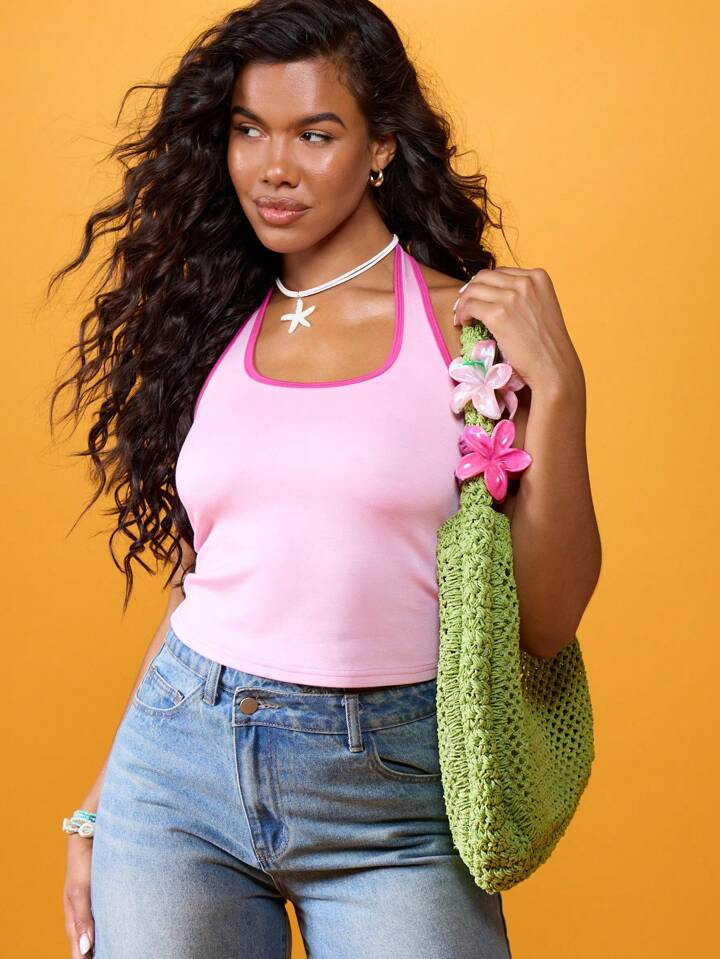 MISSGUIDED Top deportivo sin mangas con cuello de halter y espalda de tirantes, activewear de ver... | SHEIN