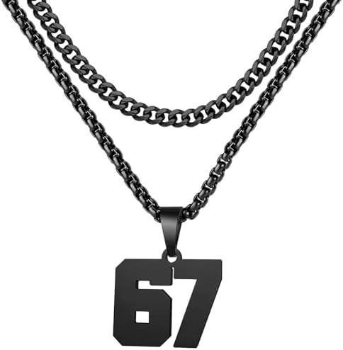 Personalized Jersey Number Layered Necklaces for Men Stainless Steel Athletes Sports Number Chain... | Amazon (US)