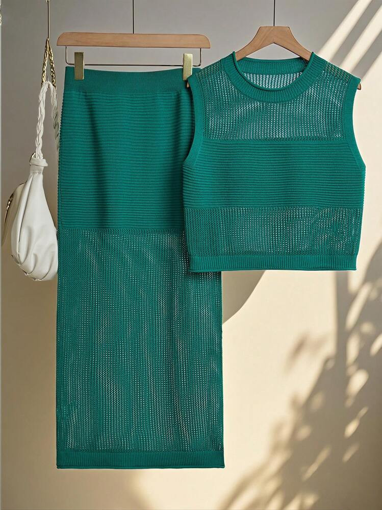 2piece knit summer vacation set | SHEIN