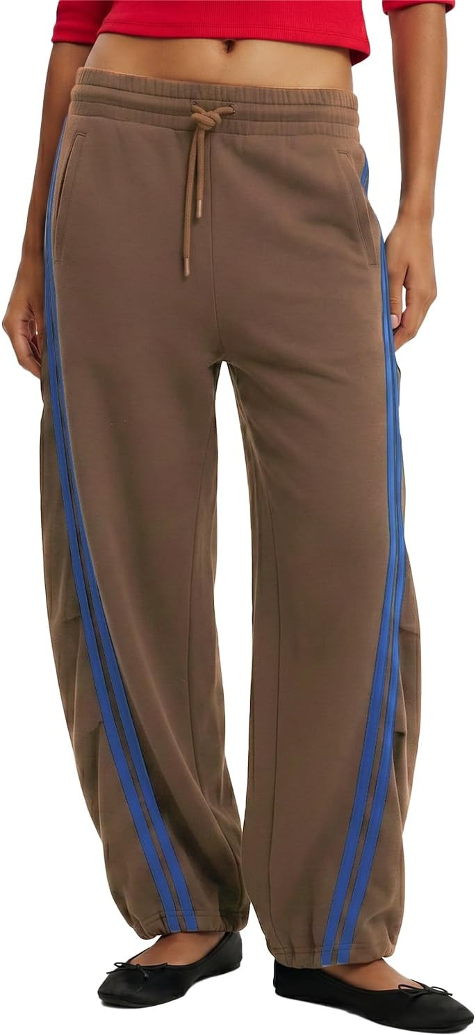 Women Barrel Sweatpants Side Stripe Drawstring Casual Running Pants | Amazon (US)