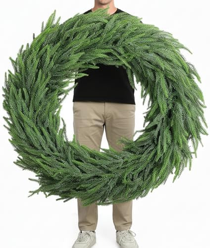 36" Christmas Wreath Artificial Large Wreath Christmas Decoration for Front Door Real Touch Artif... | Amazon (US)