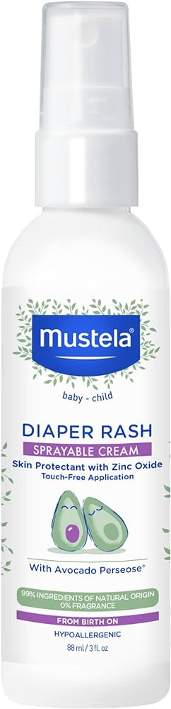 Mustela Baby Diaper Rash Cream Spray – Touch-Free protectant with Zinc Oxide & Natural Avocado ... | Amazon (US)