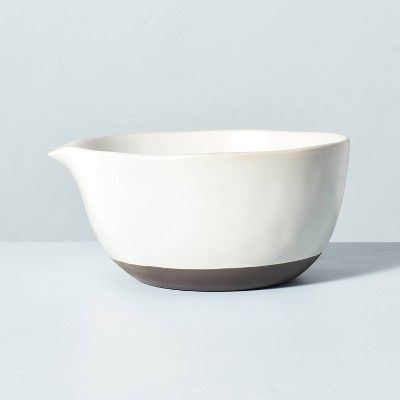 169oz Stoneware Mixing Bowl with Spout Matte Cream/Black Clay - Hearth & Hand™ with Magnolia | Target