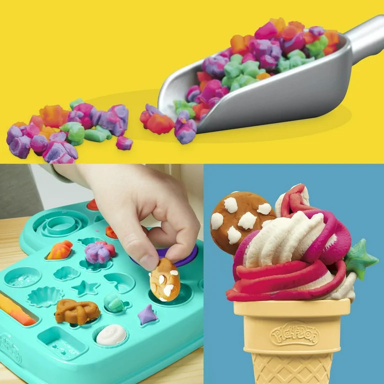 Play-Doh Rainbow Swirl Ice Cream Playset with 7 Pretend Play Kitchen Accessories, for Ages 3 and ... | Walmart (US)