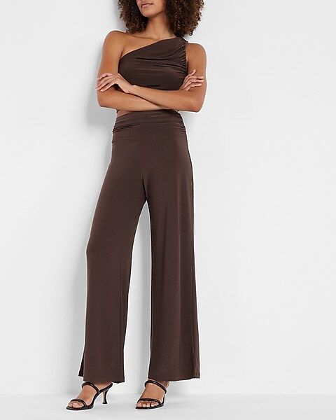 Super High Waisted Ruched Wide Leg Pant | Express