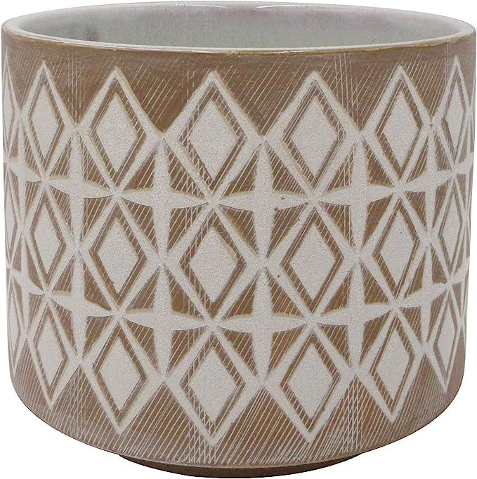 Amazon Brand – Rivet Geometric Ceramic Planter Pot, 6.5"H, Prairie Sand | Amazon (US)
