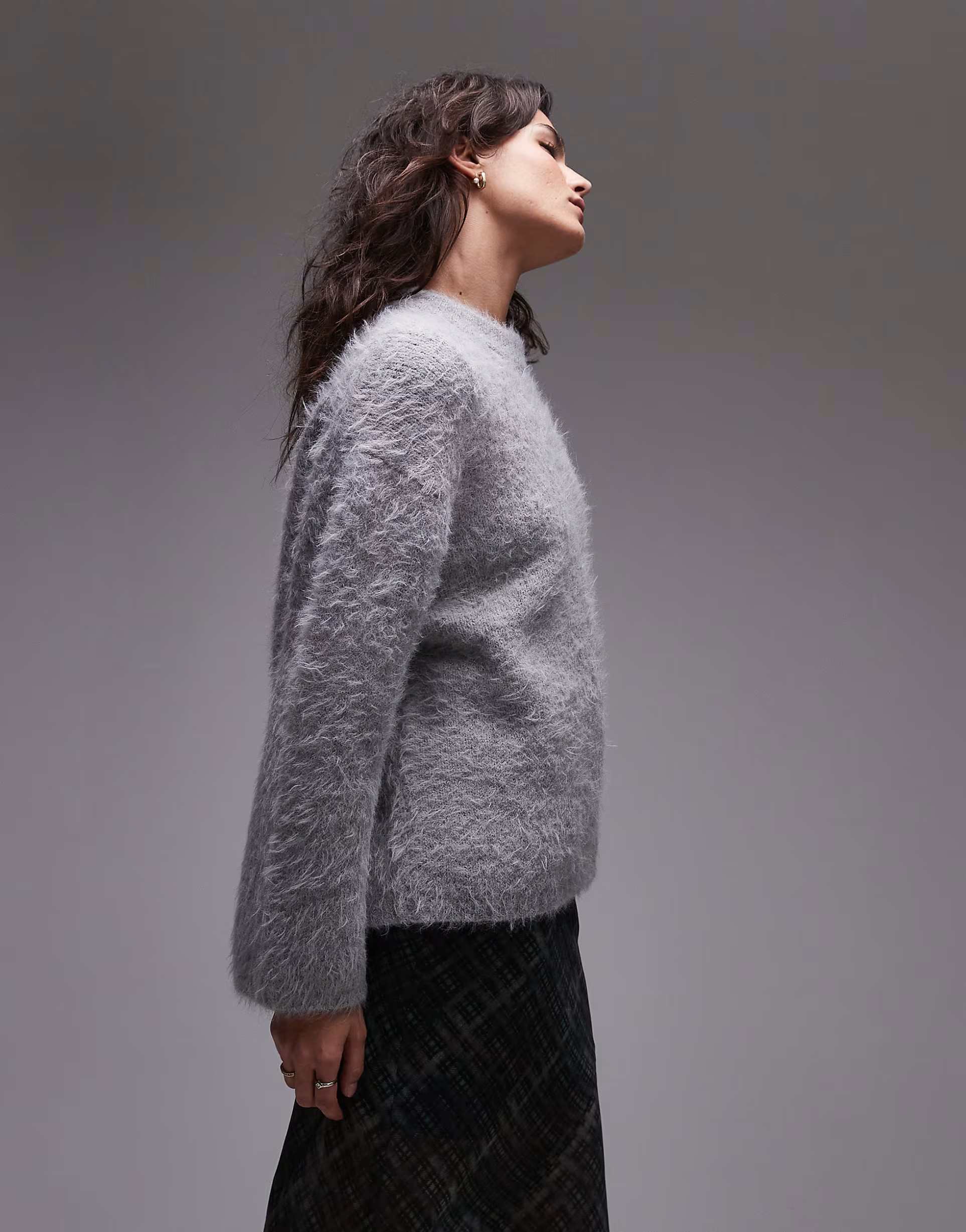 Topshop knitted ultra fluffy oversized sweater in gray | ASOS (Global)