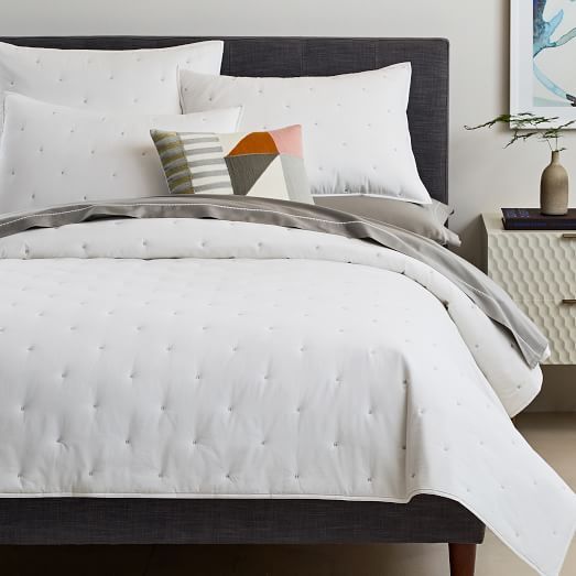 Organic Washed Cotton Quilt, Full/Queen, Stone White | West Elm (US)