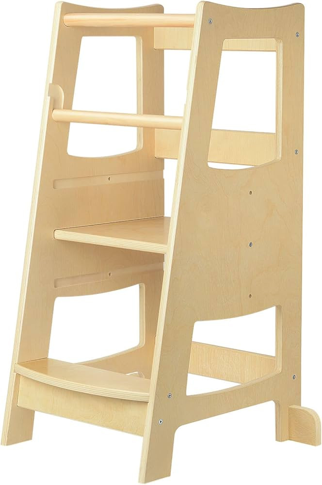 Toddler Step Stools for Kids, Toddler Tower Kids Step Stool with Safety Rail, 3 Heights Adjustabl... | Amazon (US)