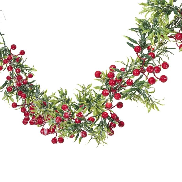 Pre-Lit Warm White LED Greenery Christmas Garland, 7.3', by Holiday Time | Walmart (US)
