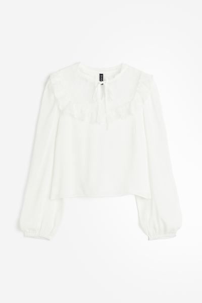Lace-inset Puff-sleeved Blouse | H&M (US + CA)