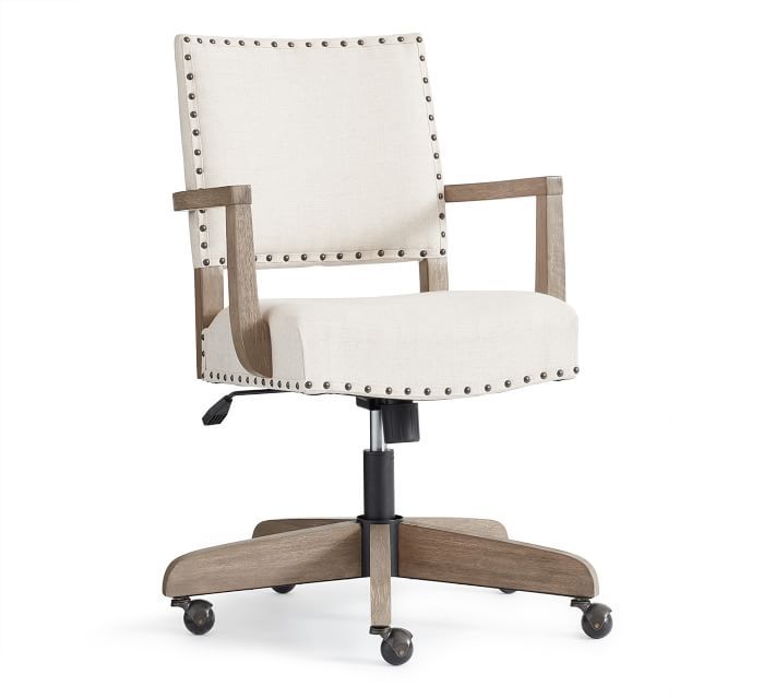 Manchester Upholstered Swivel Desk Chair | Pottery Barn (US)