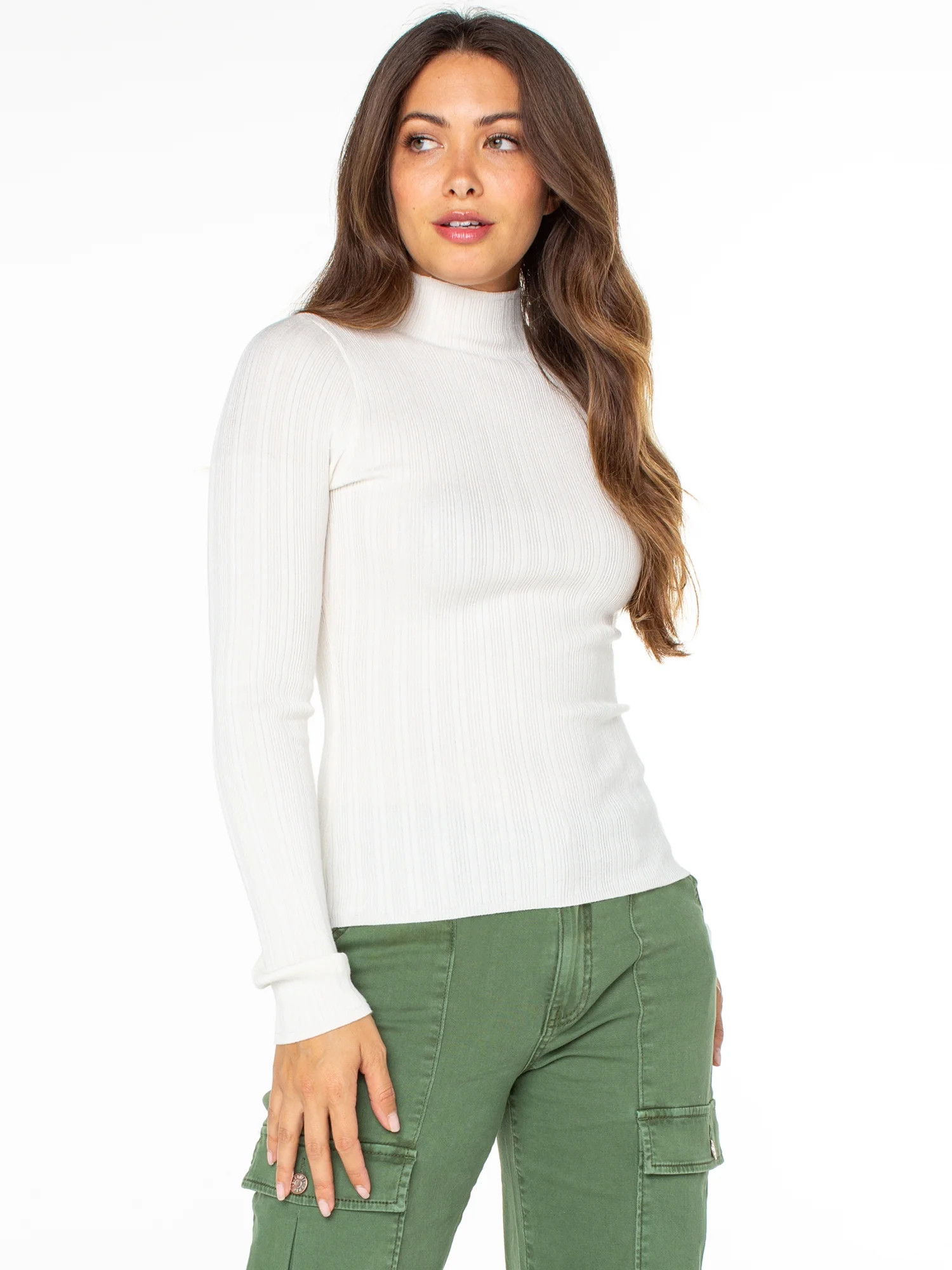 Celebrity Pink Women's and Women's Plus Ribbed Mock Neck Top with Long Sleeves, Sizes XS-3X | Walmart (US)