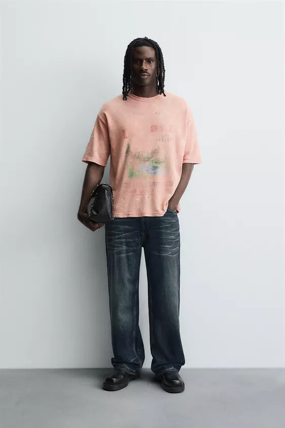 WASHED PRINT KNIT T-SHIRT | Zara US