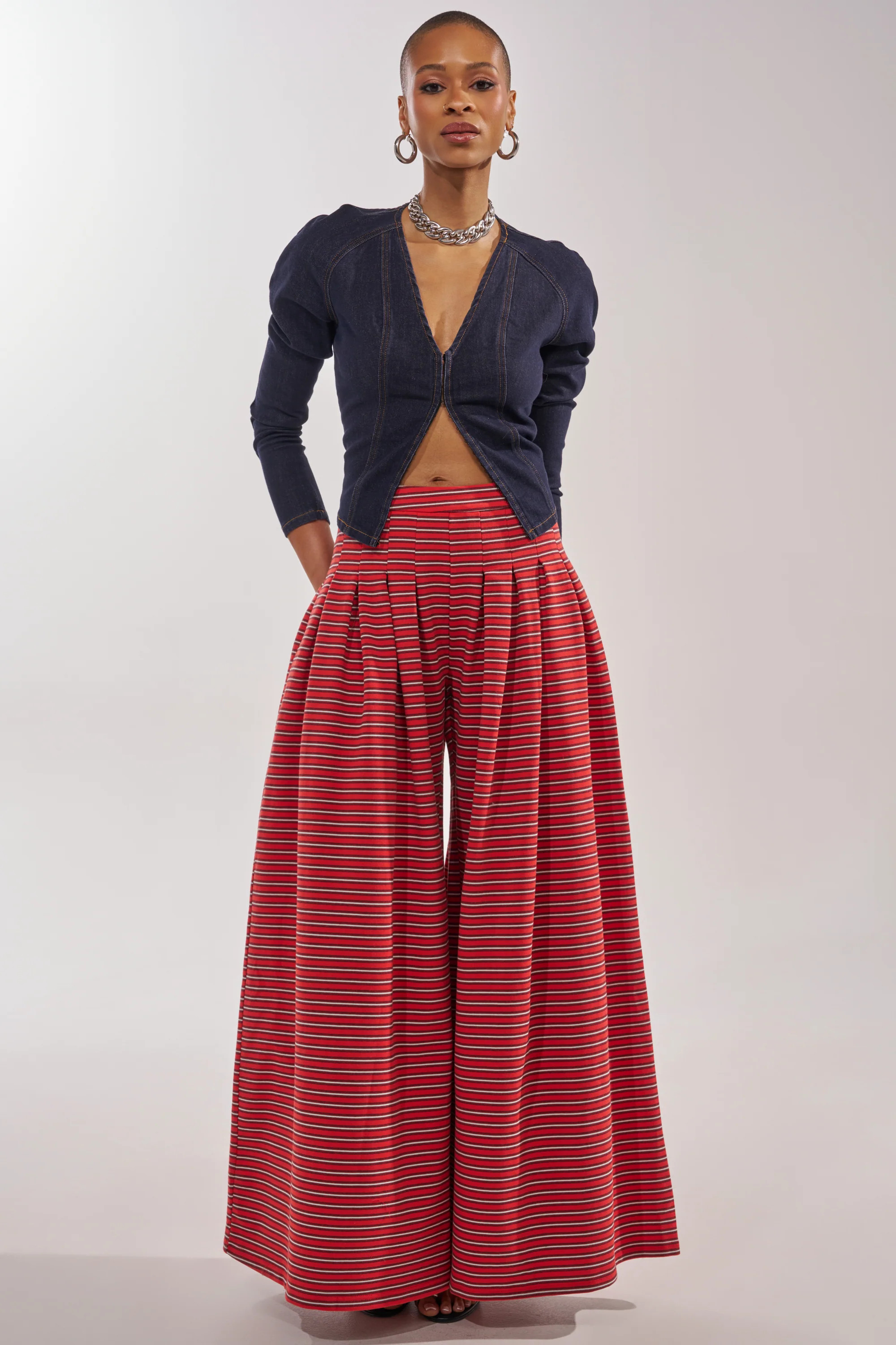 SILVER COAST STRIPE TROUSER | AKIRA