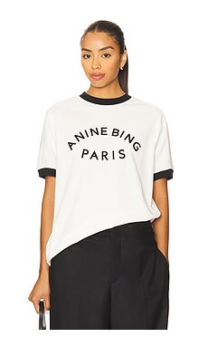 ANINE BING Jaylin Paris Tee in Ivory from Revolve.com | Revolve Clothing (Global)