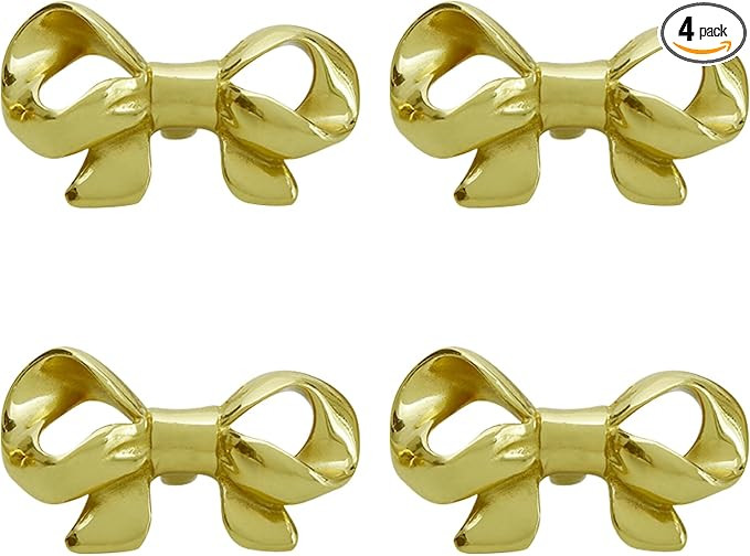 Bow Drawer Knobs, Metal Bow Dresser Knobs, Single Hole Pulls Handles for Cabinet Closet Drawer Dr... | Amazon (US)