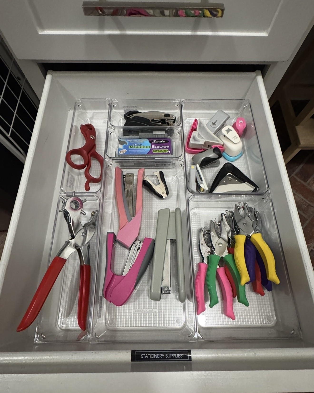 Museum Gel is the literal MVP OF ORGANIZING! Using a little in each drawer keeps the organizers from sliding away!