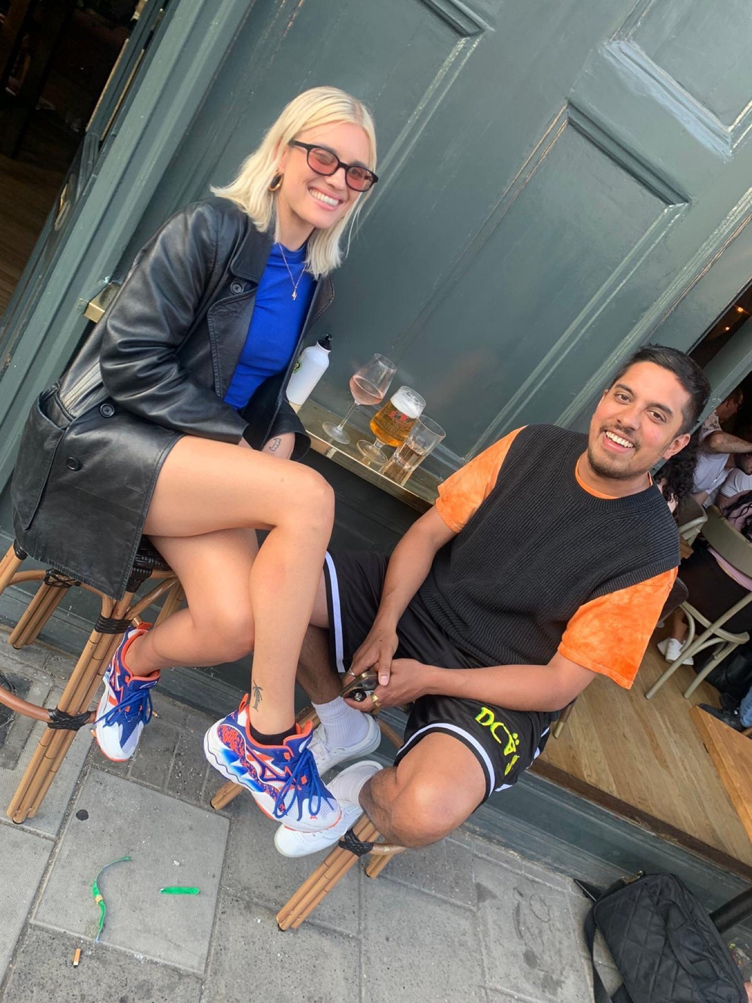 Street style 💙 vintage leather jacket, blue outfit, colour clash, blue & red trainers, sustainable, Vestiaire Collective, Gerard Darel, Mizuno trainers 

#LTKSeasonal #LTKeurope #LTKstyletip