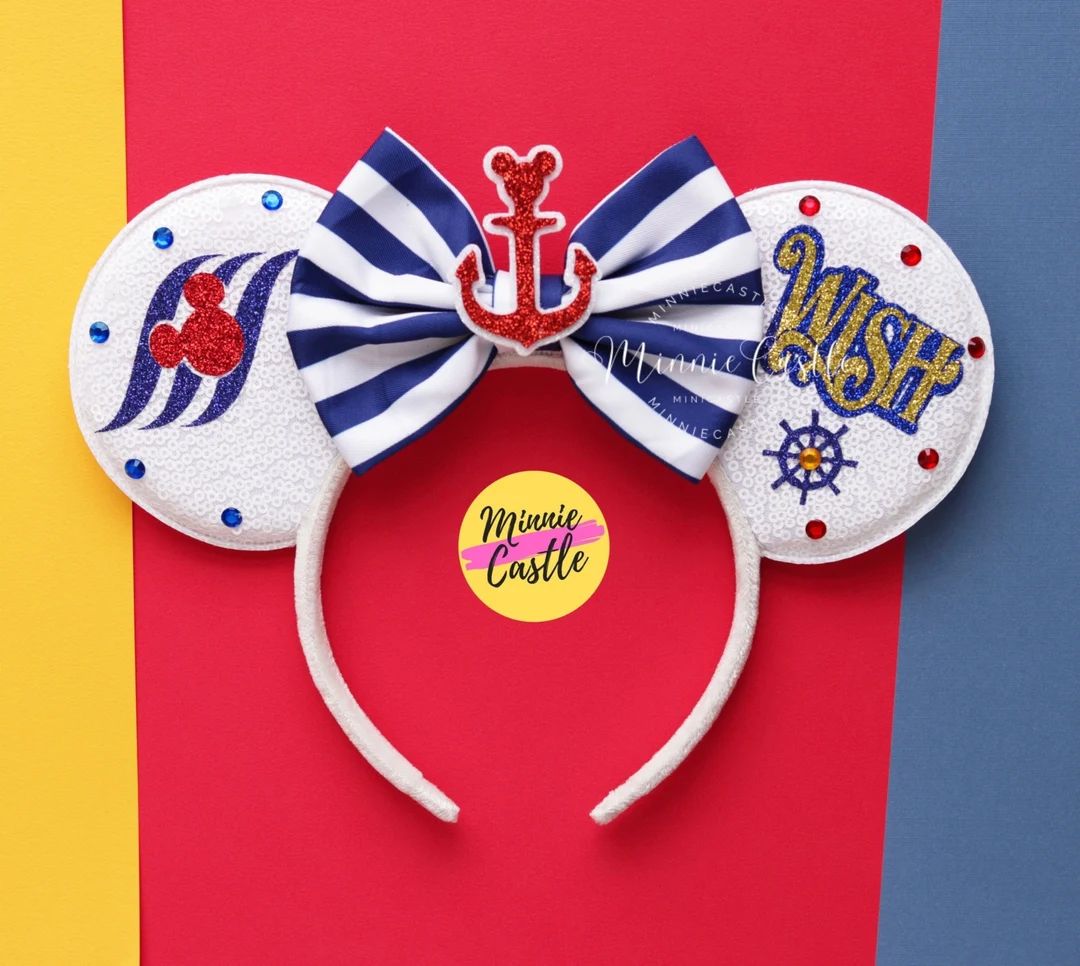 Cruise Mickey ears, Mickey Ears, Wish Mouse ears, Minnie Ears, Mouse ears, Cruise Ears, Nautical ... | Etsy (US)