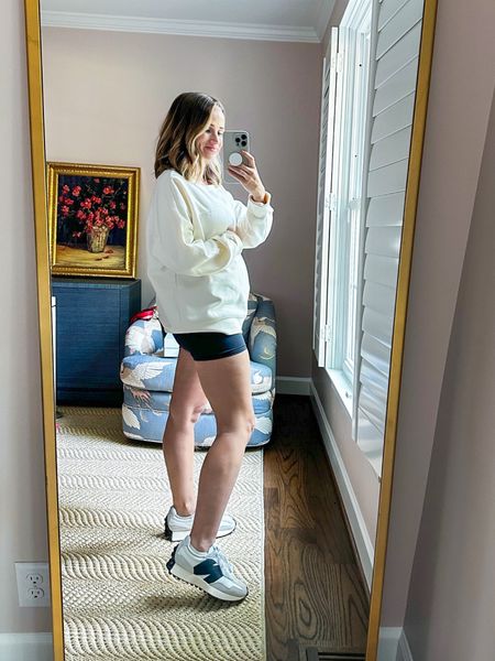 My favorite oversized sweatshirt from Nordstrom (XS), the Free People Runsie (size up) and the New Balance 327 which I LOVE. I went up .5 size from my normal sandals shoe size



#LTKshoecrush #LTKstyletip #LTKSeasonal