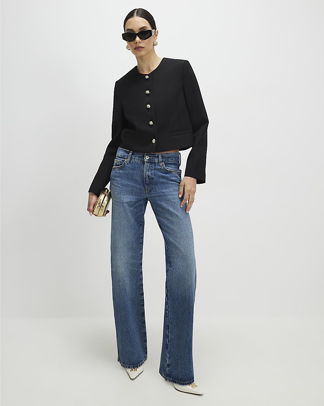 Black Button Jacket | River Island UK & IE