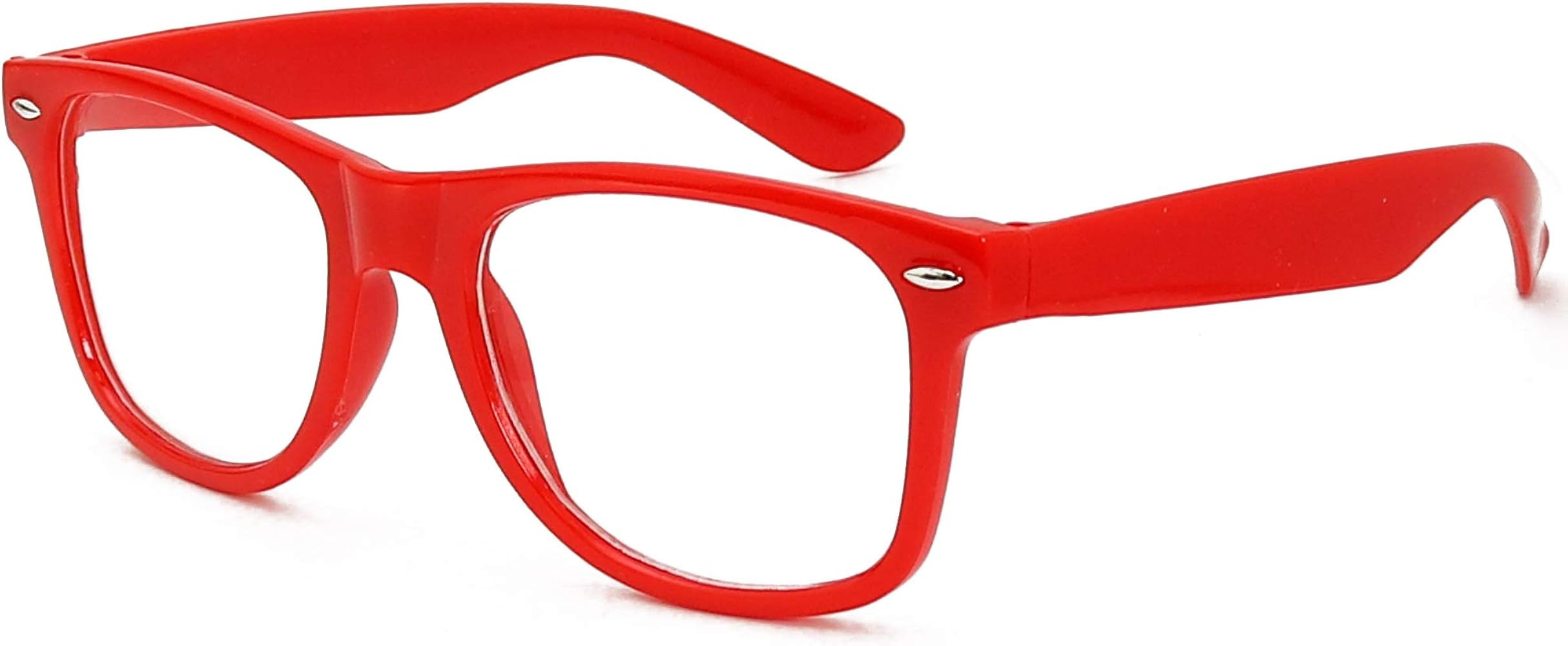 Skeleteen Red Clear Lens Glasses - 80's Style Non Prescription Retro Frames Nerd Costume Eyeglass... | Amazon (US)