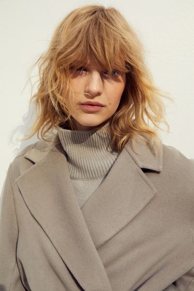 Wool coat - Greige - Ladies | H&M GB | H&M (UK, MY, IN, SG, PH, TW, HK)