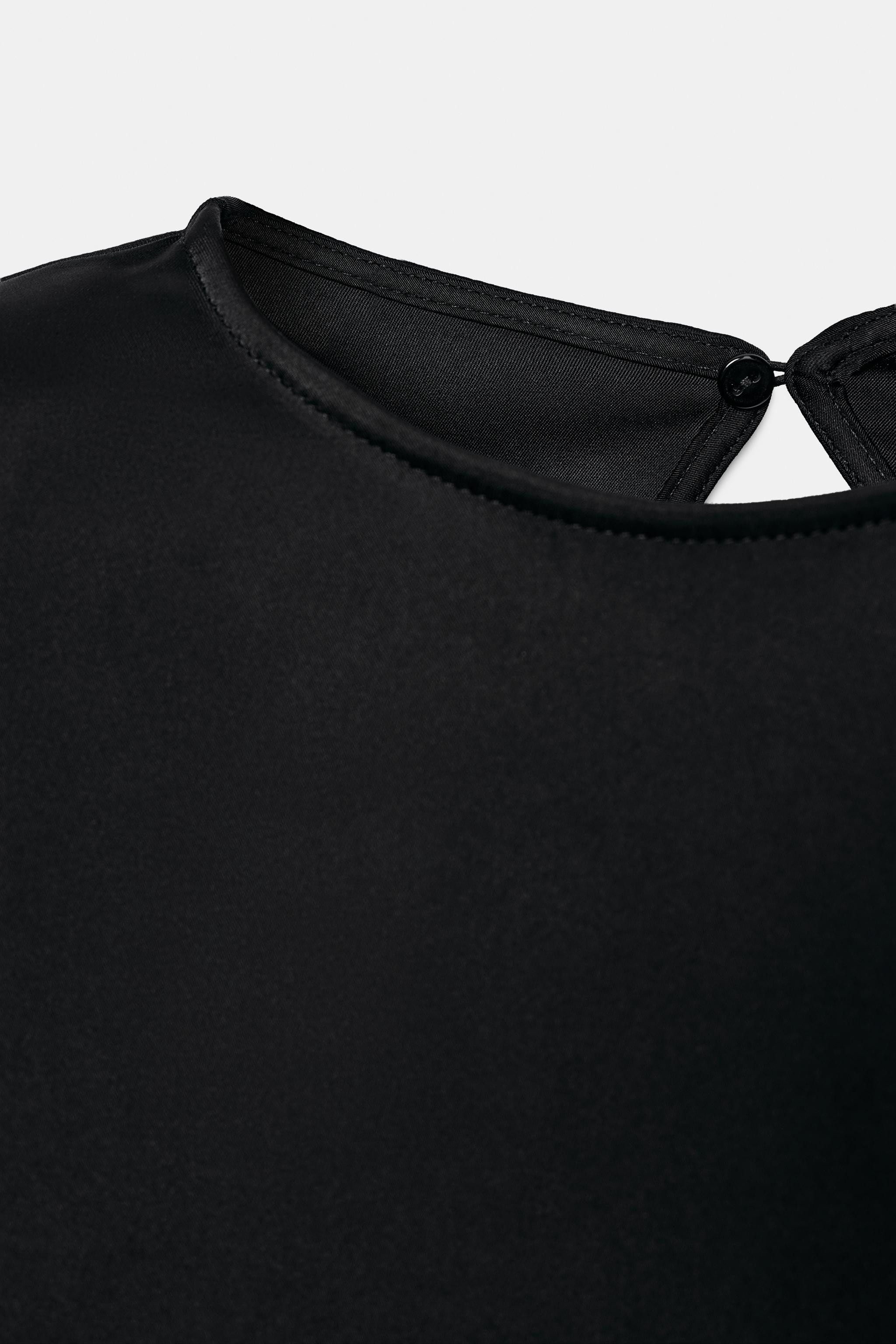 SATIN SHOULDER PAD TOP WITH TIES | Zara US