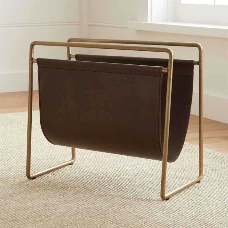 Galen Leather Magazine Rack + Reviews | Crate & Barrel | Crate & Barrel