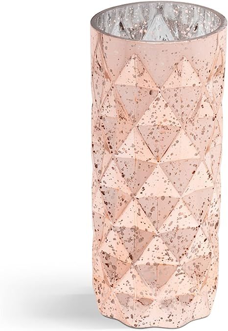 Bella & Jorge Rose Gold Glass Geometric Cylinder Flower Vase for Home Decor, Wedding Gift or, 3.5... | Amazon (US)