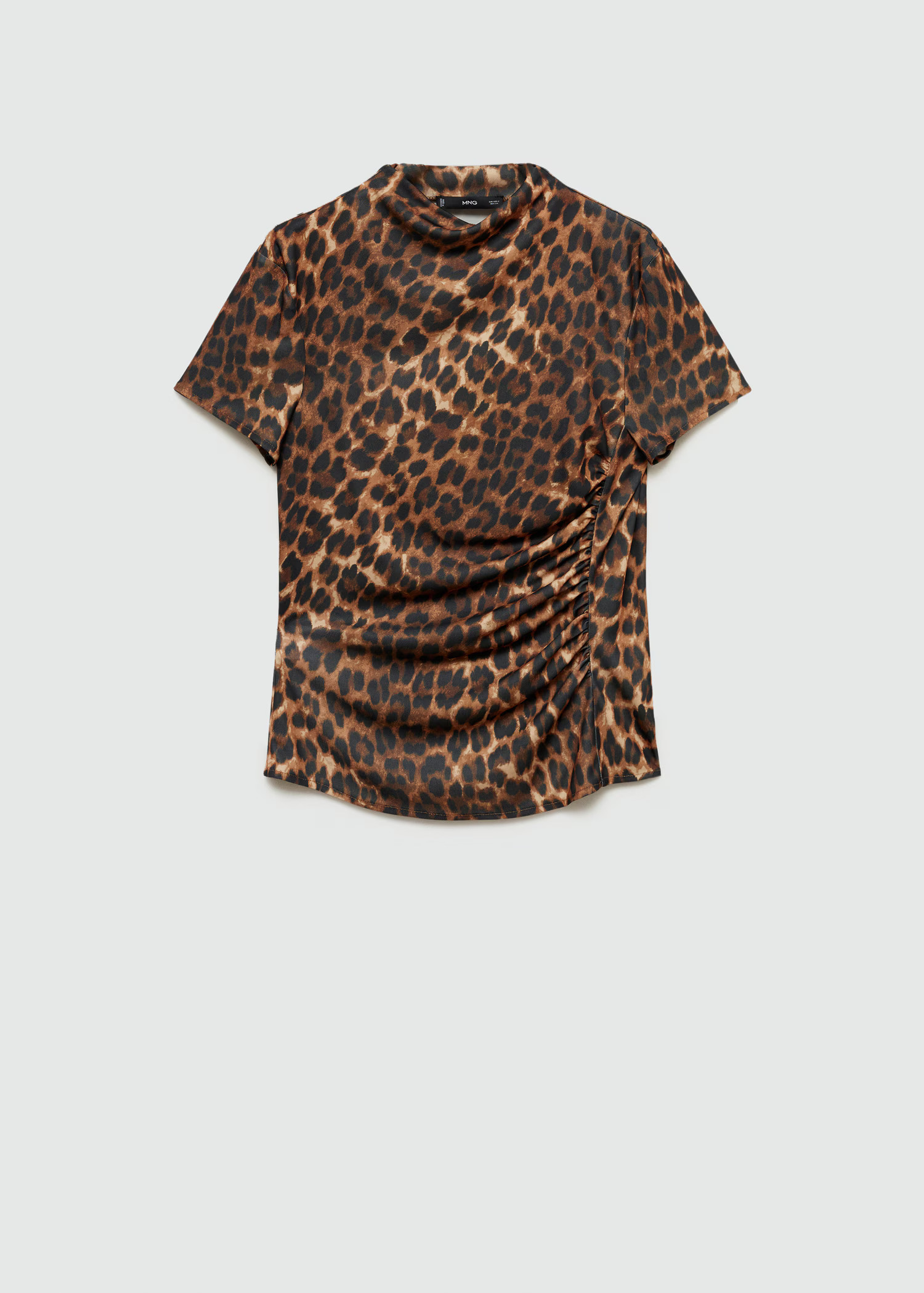 Leopard-print t-shirt with ruffled detail - Women | MANGO USA | MANGO (US)