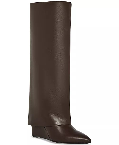 Madden Girl Evander Fold-Over Cuffed Knee High Wedge Dress Boots - Macy's | Macy's
