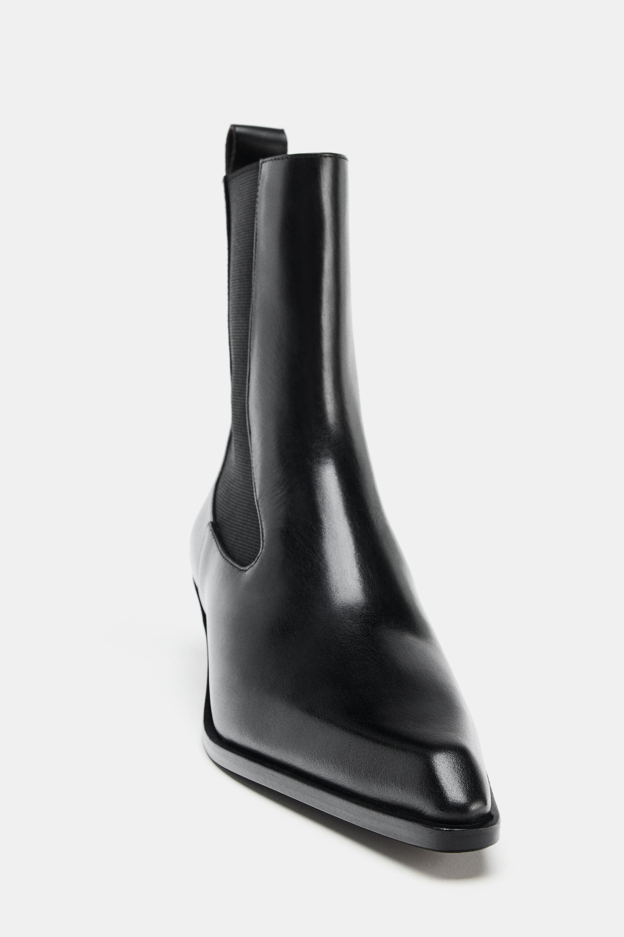 LIMITED EDITION LEATHER KITTEN HEEL ANKLE BOOTS | Zara UK