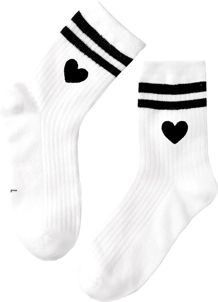 Verdusa Unisex Kid Striped Letter Print Athletic Socks Casual Crew Socks | Amazon (US)