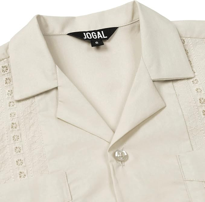 JOGAL Boys Guayabera Shirts Cuban Short Sleeve Casual Button Down Beach Shirt | Amazon (US)