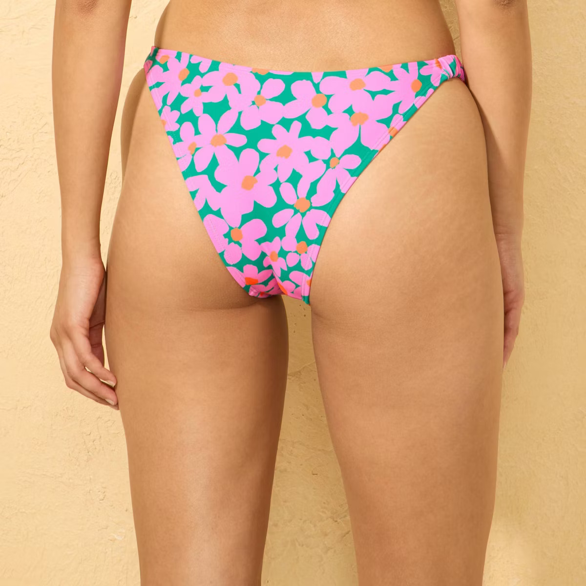 Women's Shirred Straps Low-Rise High Leg Extra Cheeky Bikini Bottom - Wild Fable™ Pink | Target