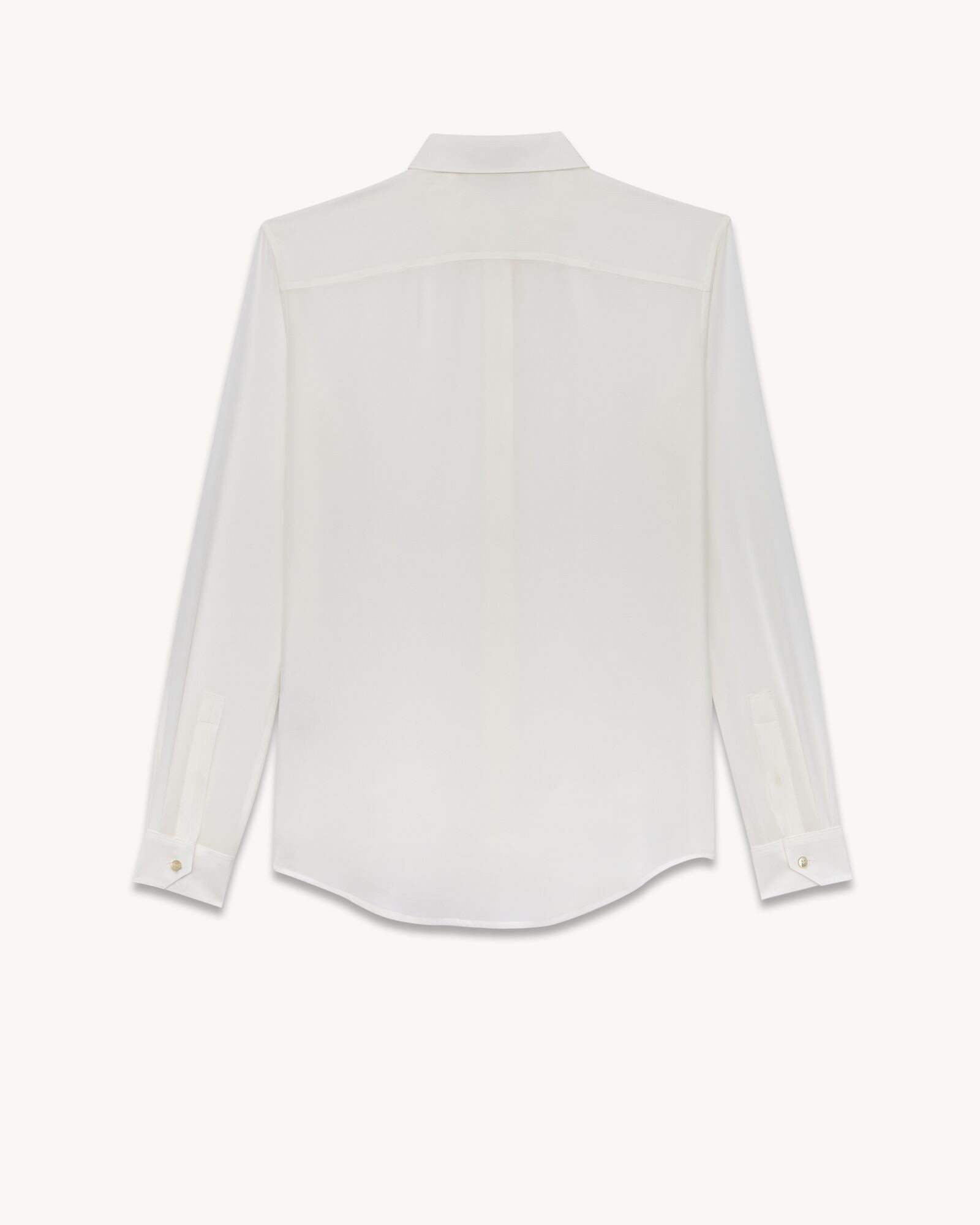 Buttoned shirt made with organic silk, featuring a pointed classic collar and straight shoulders. | Saint Laurent Inc. (Global)
