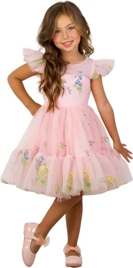Girls Blush Fairy Garden Embroidered Floral Tutu Dress | Nordstrom