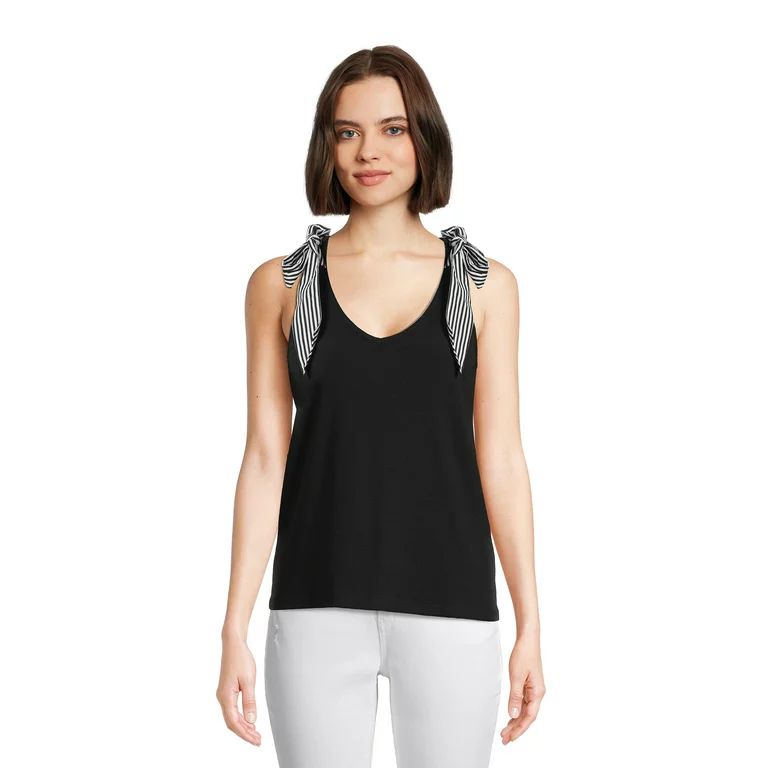 Time and Tru Women's Bow Shoulder Tank Top | Walmart (US)