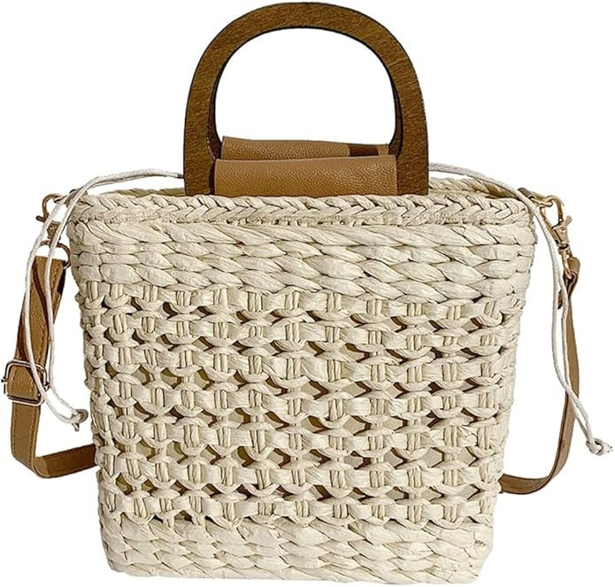 Summer Beach Bag Straw Woven Tote Bag Womens Crossbody Bag Purse Handbag Chic Hobo for Vocation | Amazon (US)