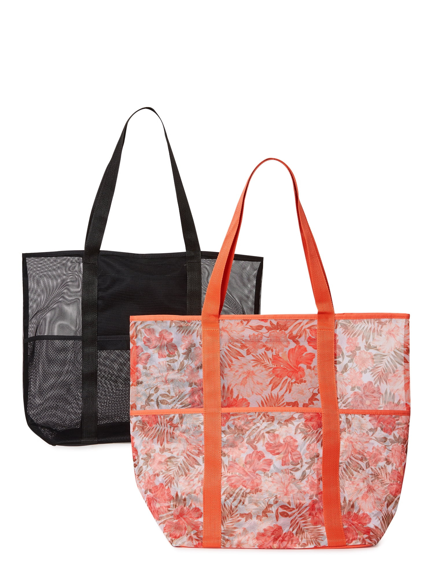 Time and Tru Women's Mesh Beach Tote Bag, 2-Pack - Walmart.com | Walmart (US)