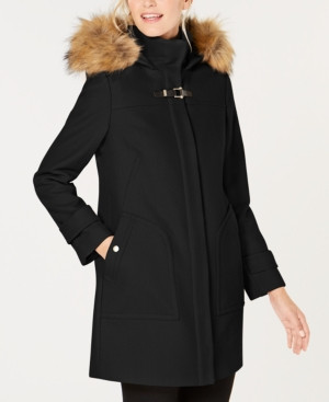 Cole Haan Faux-Fur-Trim Hooded Coat | Macys (US)