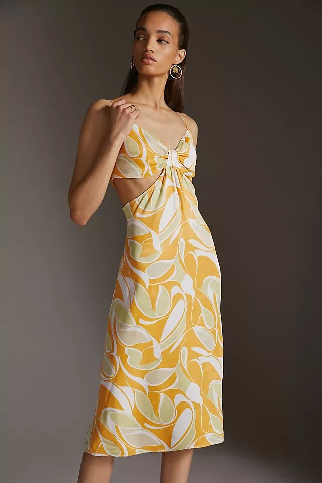 Cutout Printed-Slip Midi Dress | Anthropologie (US)