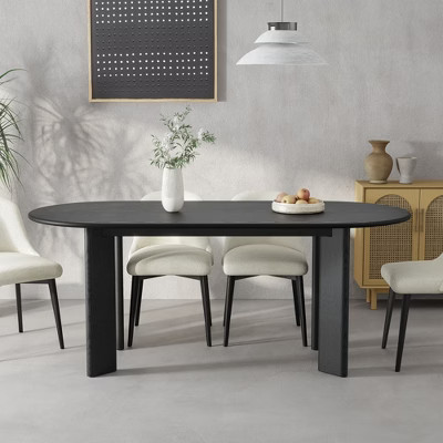 67 Inch Black Oval Dining Table, Suitable For Multiple Dining And Living Rooms | Target