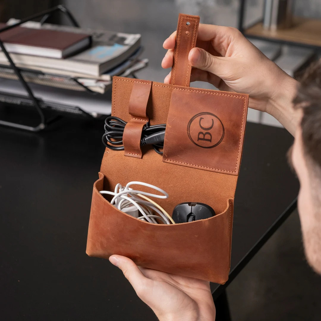 Leather Charger Case,leather Cord Organizer,personalized Cord Organizer,charger Pouch,leather Tec... | Etsy (US)